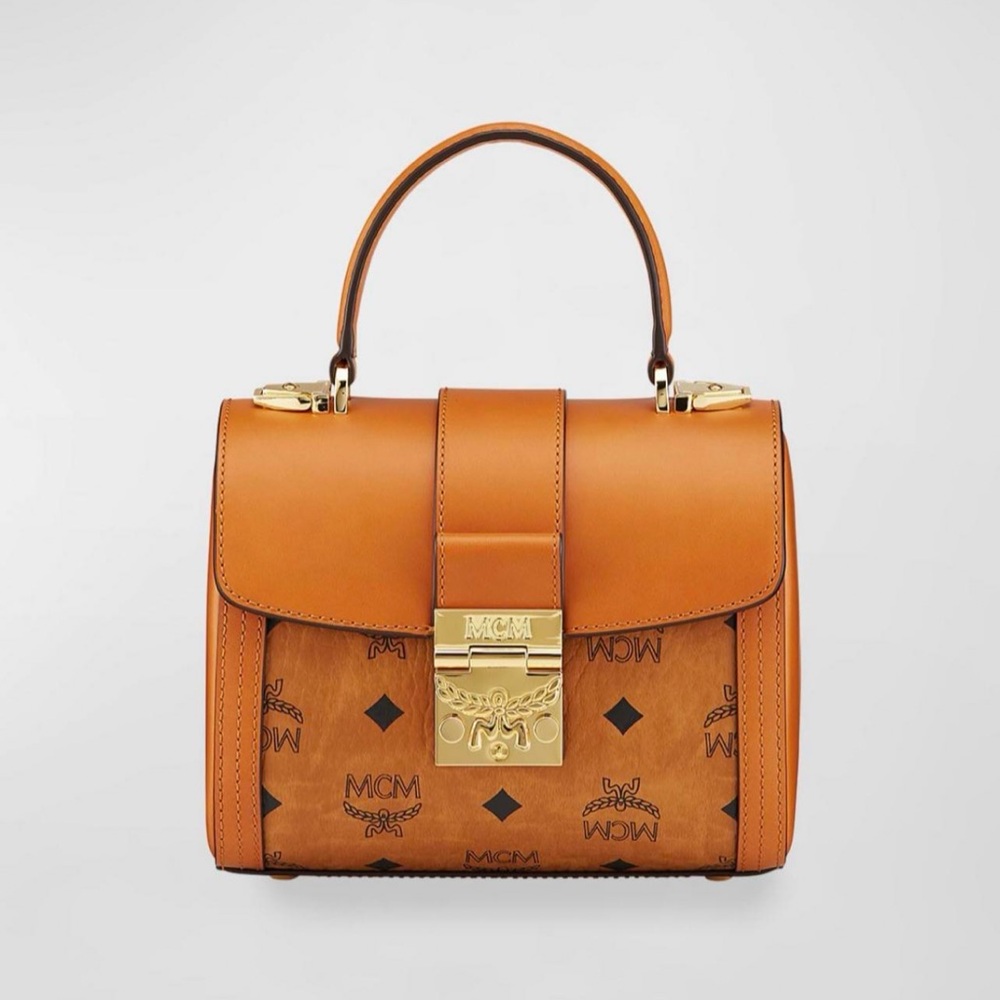 MCM Tracy Visetos Leather Top- Handle